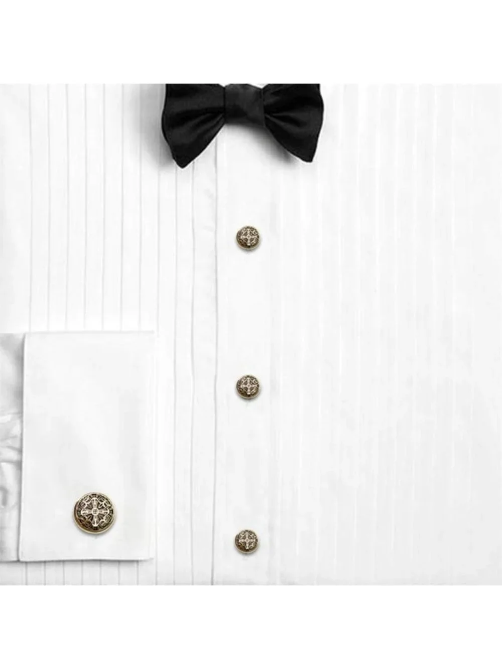 Elegant Gold Cufflinks & Tuxedo Studs Set for Men - Perfect Gift for Weddings